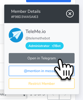 Un solo clic para abrir un chat privado a un miembro